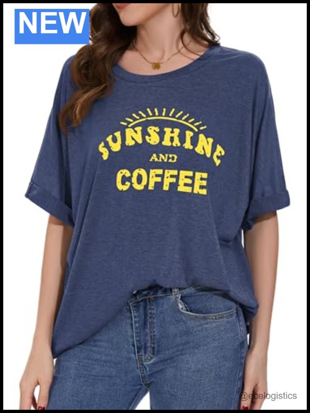 Oversized Short Sleeve Tee Scoop Neck Rolled Sleeves Casual Basic Top